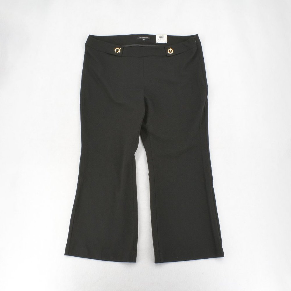 INC Wide Leg Pants 18WP Petite Plus Size Women Mid Rise Grommet Casual Black